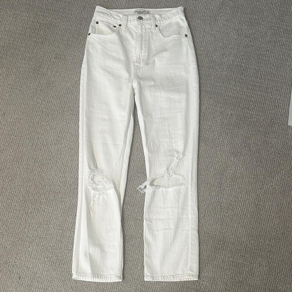 Abercrombie & Fitch Off-White Straight Leg Jeans